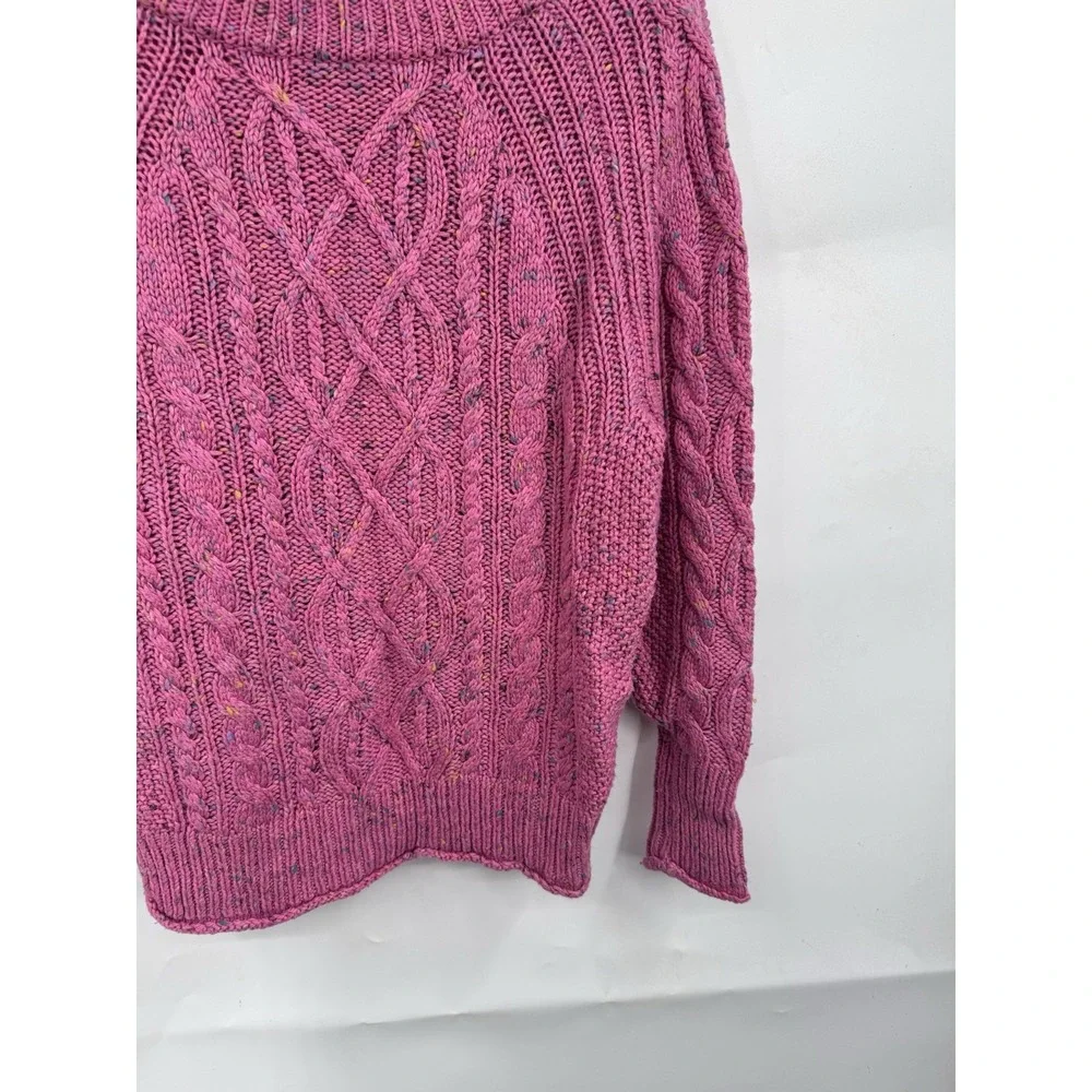 J.Crew Cable Knit Sweater Women XXS Pink Speckled Crew Neck Cotton‎ Preppy